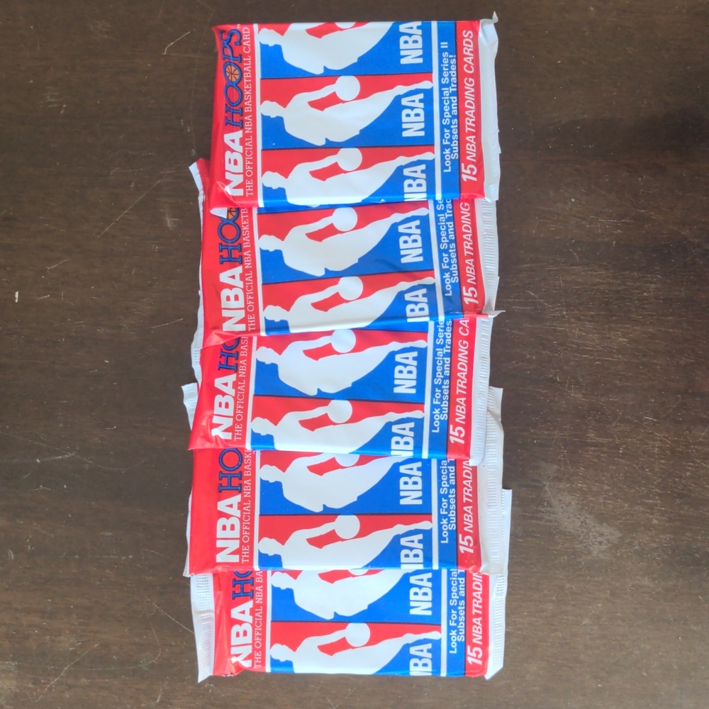 5 Unopened Packs - NBA Hoops 1990-91 Season Basketball Cards